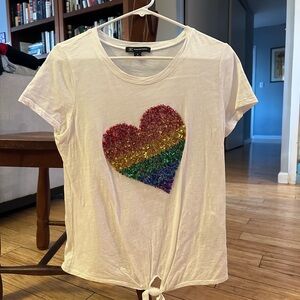 Pride Tee with rainbow heart Sequin Detail